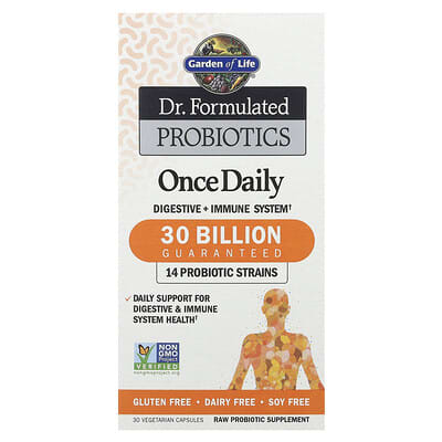 Пробиотики Dr. Formulated, 30 вегетарианских капсул, ежедневный прием
