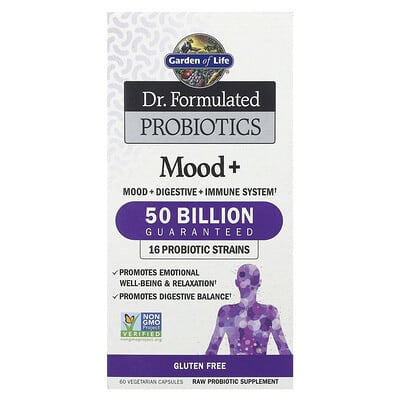 Dr. Formulated Probiotics, Mood+, 50 Billion, 60 Vegetarian Capsules
