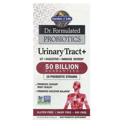 Пробиотики Dr. Formulated Probiotics, Urinary Tract+, 50 Billion, 60 Vegetarian Capsules