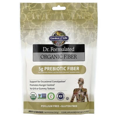 Органическая клетчатка Garden of Life, без вкуса, 6.8 oz (192 g)
