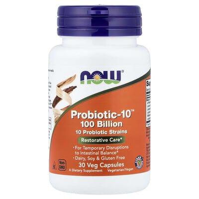 NOW Foods Probiotic-10™, 30 вегетарианских капсул