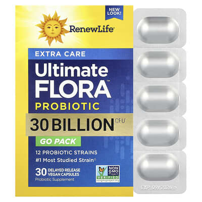 Extra Care, Ultimate Flora™ пробиотик, 30 веганских капсул с пролонгированным высвобождением