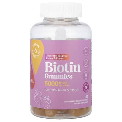 21st Century мармеладки с биотином, клубника, 120 шт (2,500 mcg на одну штуку)