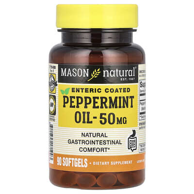 Peppermint Oil, Enteric Coated, 50 mg, 90 мягких капсул