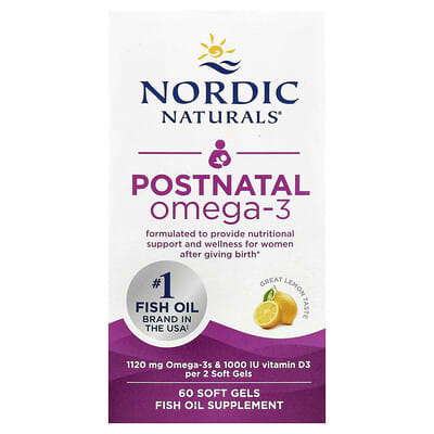Послеродовое Omega-3, лимон, 60 мягких капсул