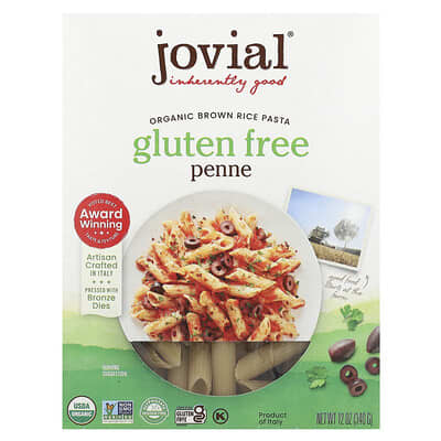 Паста из коричневого риса Jovial, пенне, 12 oz (340 g)