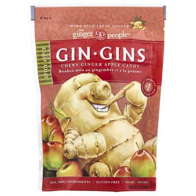 Gin Gins®, Chewy Ginger Apple Candy, Spicy Apple, 3 oz (84 g)