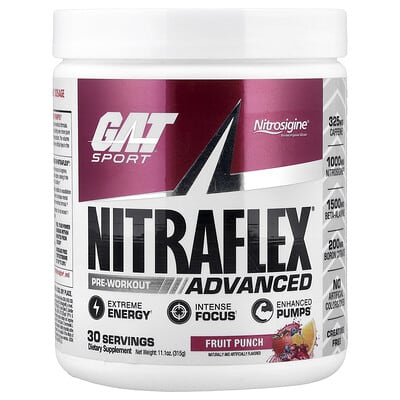 Предтренировочный комплекс Sport, NITRAFLEX® Advanced, Fruit Punch, 315 g