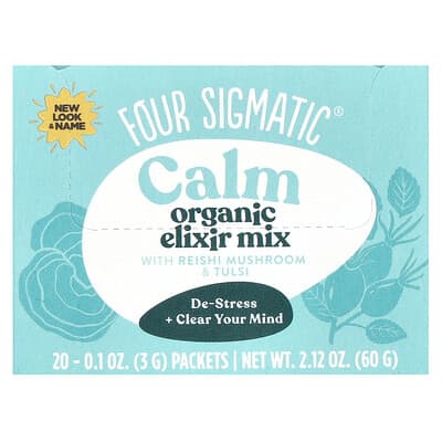 Calm, Organic Elixir Mix With Reishi Mushroom & Tulsi, Caffeine Free, 20 Packets, 0.1 oz (3 g) Each