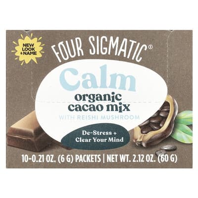 Смесь какао Four Sigmatic Calm, органическая, с грибом рейши, 10 пакетиков, 0.21 oz (6 g) каждый