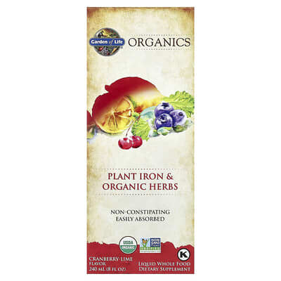 Garden of Life Organics растительное железо и органические травы, клюква-лайм, 8 fl oz (240 ml)