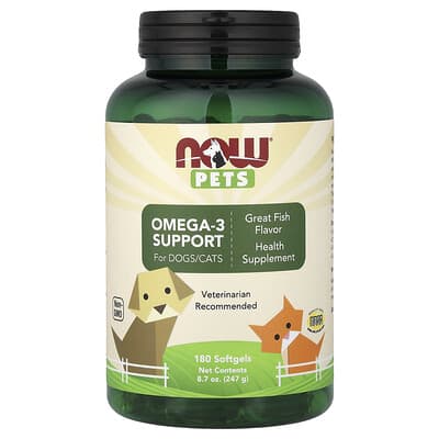 NOW Foods Omega-3 для собак и кошек, Great Fish, 180 мягких капсул, 8.7 oz (247 g)