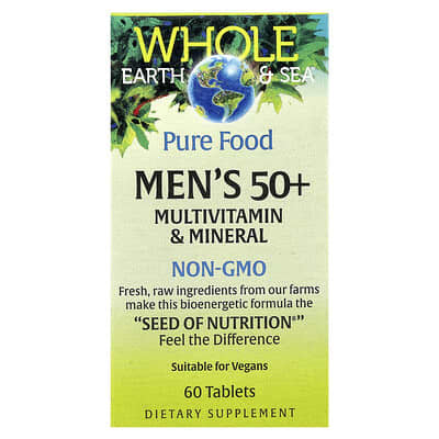 Мужские витаминно-минеральные комплексы Whole Earth & Sea®, 50+ Multivitamin & Mineral, 60 таблеток