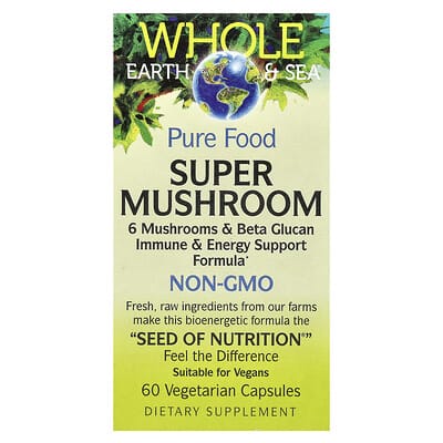Natural Factors Whole Earth & Sea®, Super Mushroom, 60 вегетарианских капсул