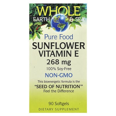 Витамин E Natural Factors Whole Earth & Sea® Pure Food Sunflower, 268 mg, 90 Softgels