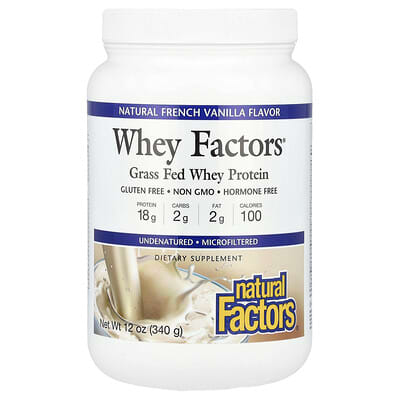 Whey Factors, протеин из молочной сыворотки, натуральный ваниль, 12 oz (340 g)