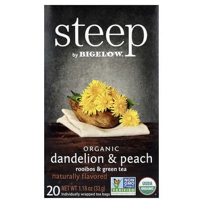 Steep, Organic Rooibos & Green Tea, Dandelion & Pear, 20 чайных пакетиков, 1.18 oz (33 g)