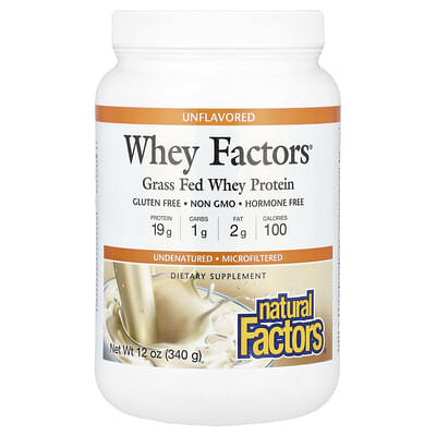 Сывороточный протеин Whey Factors, Grass Fed Whey Protein, без вкуса, 12 oz (340 g)