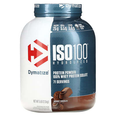Изолят сывороточного протеина ISO100® Hydrolyzed, 100% Whey Protein Isolate, вкус Gourmet Chocolate, 5 lbs (2.3 kg)