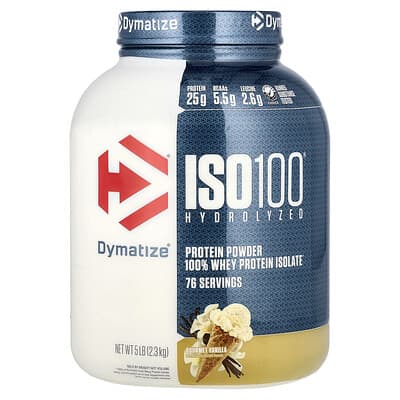 Dymatize ISO100® Hydrolyzed 100% изолят сывороточного протеина, Gourmet Vanilla, 5 lb (2.3 kg)