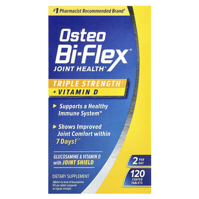 Osteo Bi-Flex для здоровья суставов + Vitamin D, усиленная формула, 120 покрытых таблеток