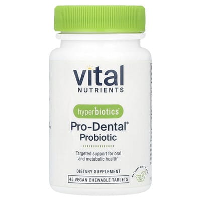 Hyperbiotics®, Pro-Dental® Probiotic, Natural Mint, 45 веганских жевательных таблеток