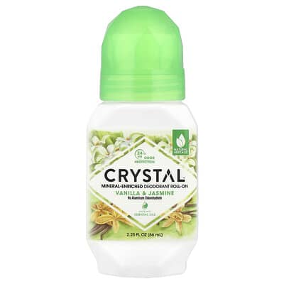 CRYSTAL дезодорант-роллик, обогащенный минералами, ваниль и жасмин, 2.25 fl oz (66 ml)