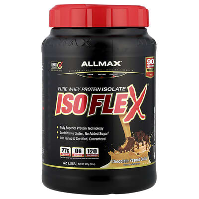 ISOFLEX®, изолят сывороточного протеина, шоколад-арахис, 2 lbs (907 g)