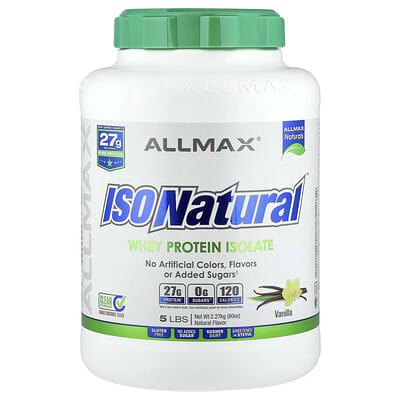 ISONatural™ Изолят сывороточного протеина, Ваниль, 5 lbs (2.27 kg)