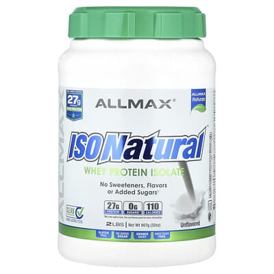 ALLMAX ISONatural™, Изолят сывороточного протеина, без вкуса, 2 lbs (907 g)