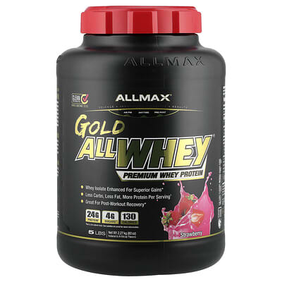 GOLD ALLWHEY® Premium сывороточный протеин, клубника, 5 lbs (2.27 kg)