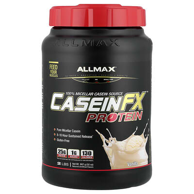 ALLMAX Casein-FX™ протеин, 100% мицеллярный казеин, ваниль, 2 lbs (907 g)
