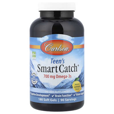 Carlson Smart Catch® для подростков, натуральный лимон, 180 мягких гелей