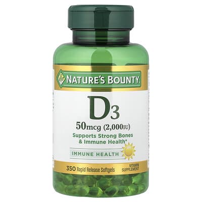 D3, 50 mcg (2,000 IU), 350 Rapid Release Softgels