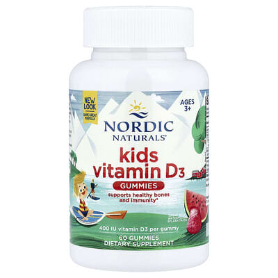 Kids Vitamin D3 Gummies, Ages 3+, Wild Watermelon Splash, 400 IU, 60 Gummies