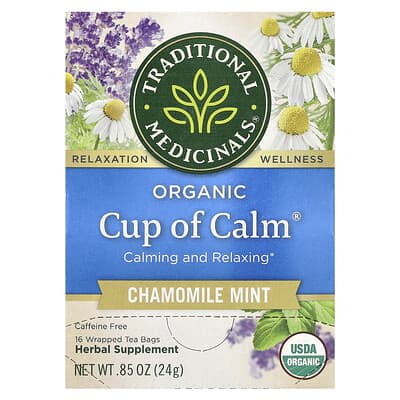 Organic Cup of Calm, Chamomile Mint, без кофеина, 16 чайных пакетиков, 0.85 oz (24 g)