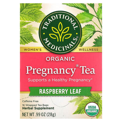 Organic Pregnancy® Tea, малиновый лист, без кофеина, 16 чайных пакетиков, 0.99 oz (28 g)
