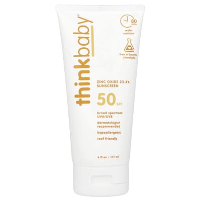 Thinkbaby®, солнцезащитный крем с оксидом цинка, SPF 50, 6 fl oz (177 ml)