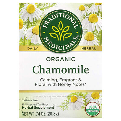 Organic Chamomile, Caffeine Free, 16 Wrapped Tea Bags, 0.74 oz (20.8 g)