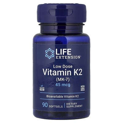 Low Dose Vitamin K2 (MK-7), 45 mcg, 90 Softgels