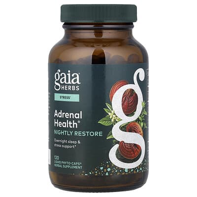 Gaia Herbs Adrenal Health®, Ночное восстановление, 120 жидких фитокапсул
