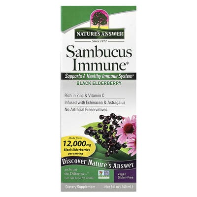 Иммунная добавка Nature's Answer Sambucus Immune, Black Elderberry, 12,000 mg, 8 fl oz (240 ml)