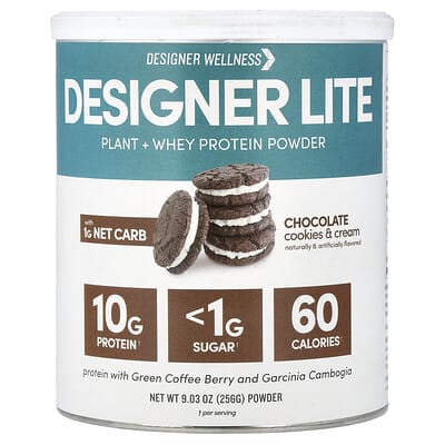 Designer Lite, Plant + Whey Protein Powder, Chocolate Cookies & Cream , 9.03 oz (256 g)