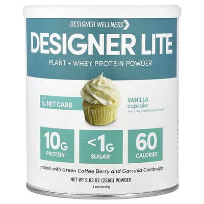 Designer Wellness Designer Lite протеиновый порошок, ванильный капкейк, 9.03 oz (256 g)