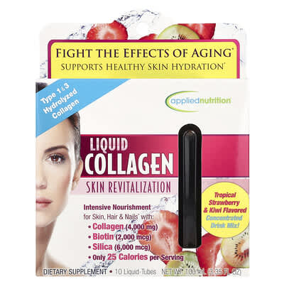 Liquid Collagen, Skin Revitalization, Tropical Strawberry & Kiwi, 10 Liquid-Tubes, 3.35 fl oz (100 ml)