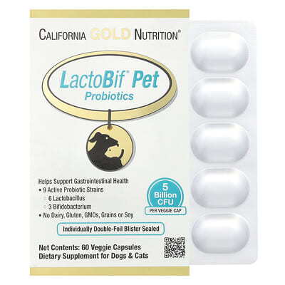 Пробиотики для домашних животных LactoBif®, 5 Billion CFU, 60 вегетарианских капсул