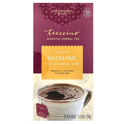 Roasted Chicory Herbal Tea, Hazelnut, Caffeine Free, 25 Tea Bags, 5.3 oz (150 g)