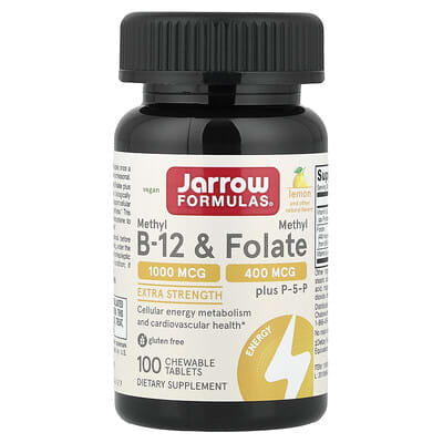 Vegan Methyl B-12 & Methyl Folate, Lemon, 100 Chewable Tablets