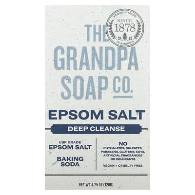 Bar Soap, Face & Body, Epsom Salt, 4.25 oz (120 g)