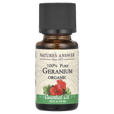 100% чистое органическое эфирное масло, герань, 0.5 fl oz (15 ml)